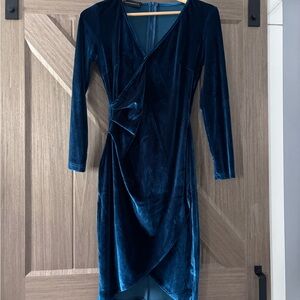Elegant Blue Velvet Dress